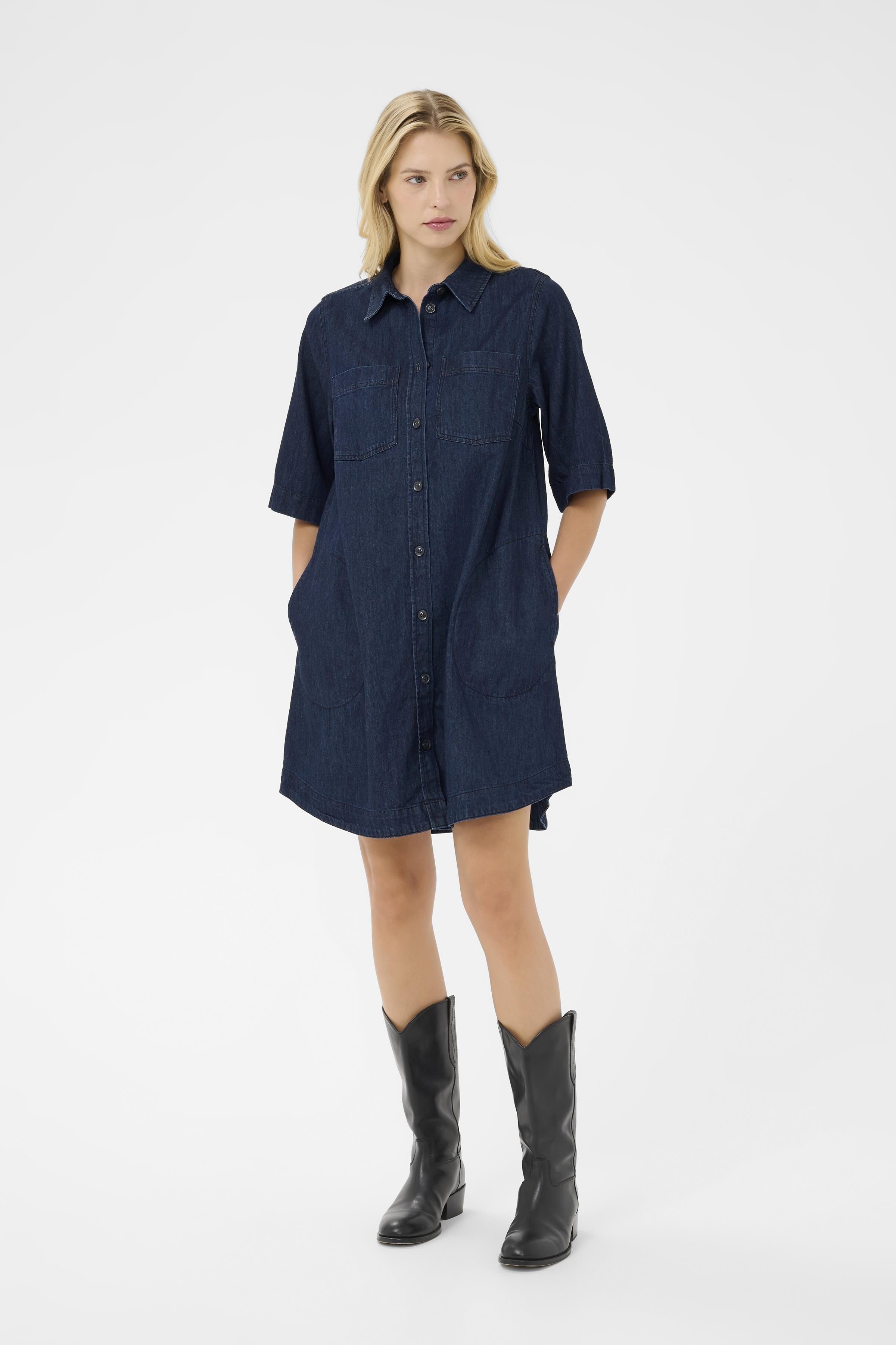 Part Two - Sardia Denim Dress - Rinse Blue Denim