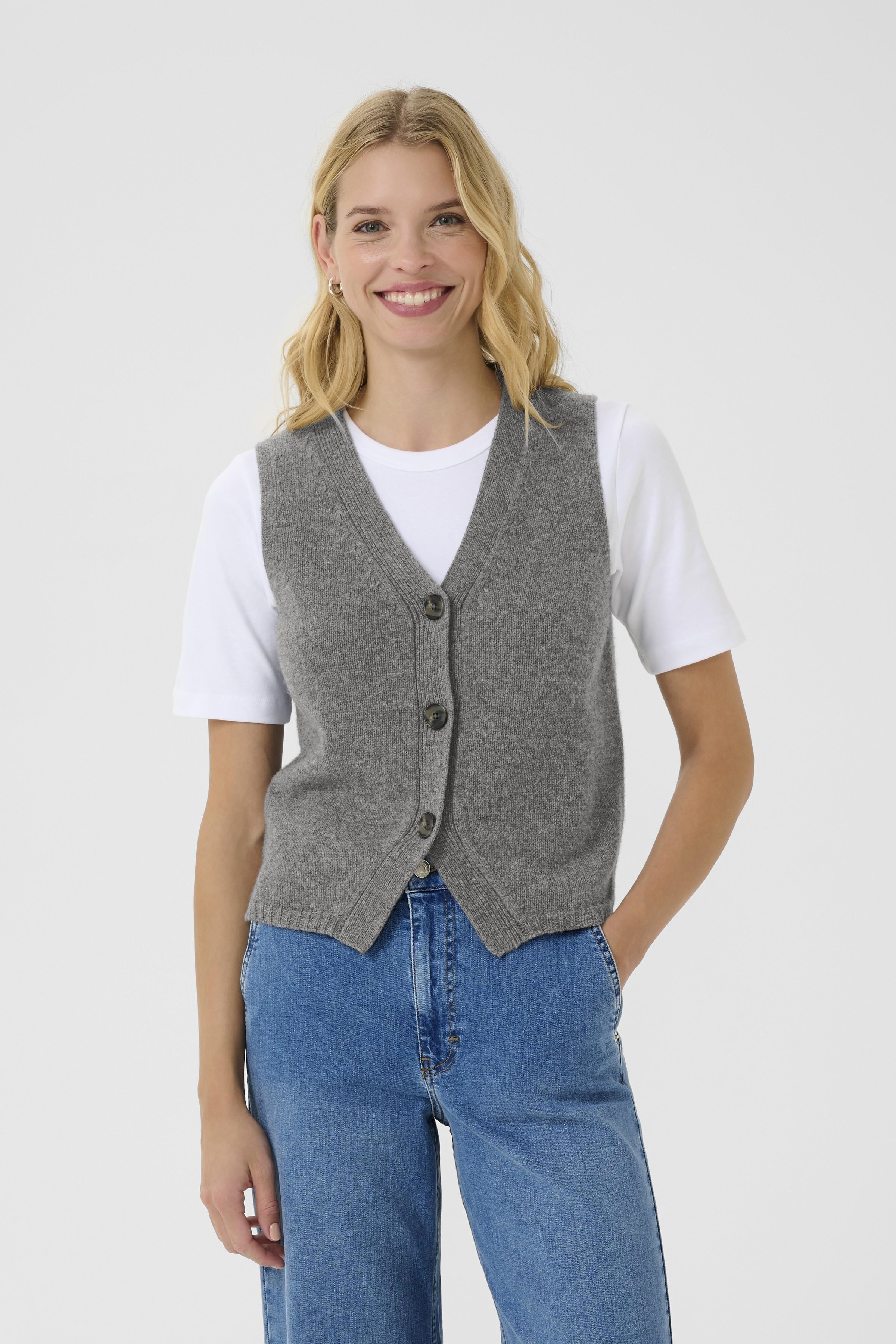 Part Two - Sylva Wool Vest - Med Grey Mel