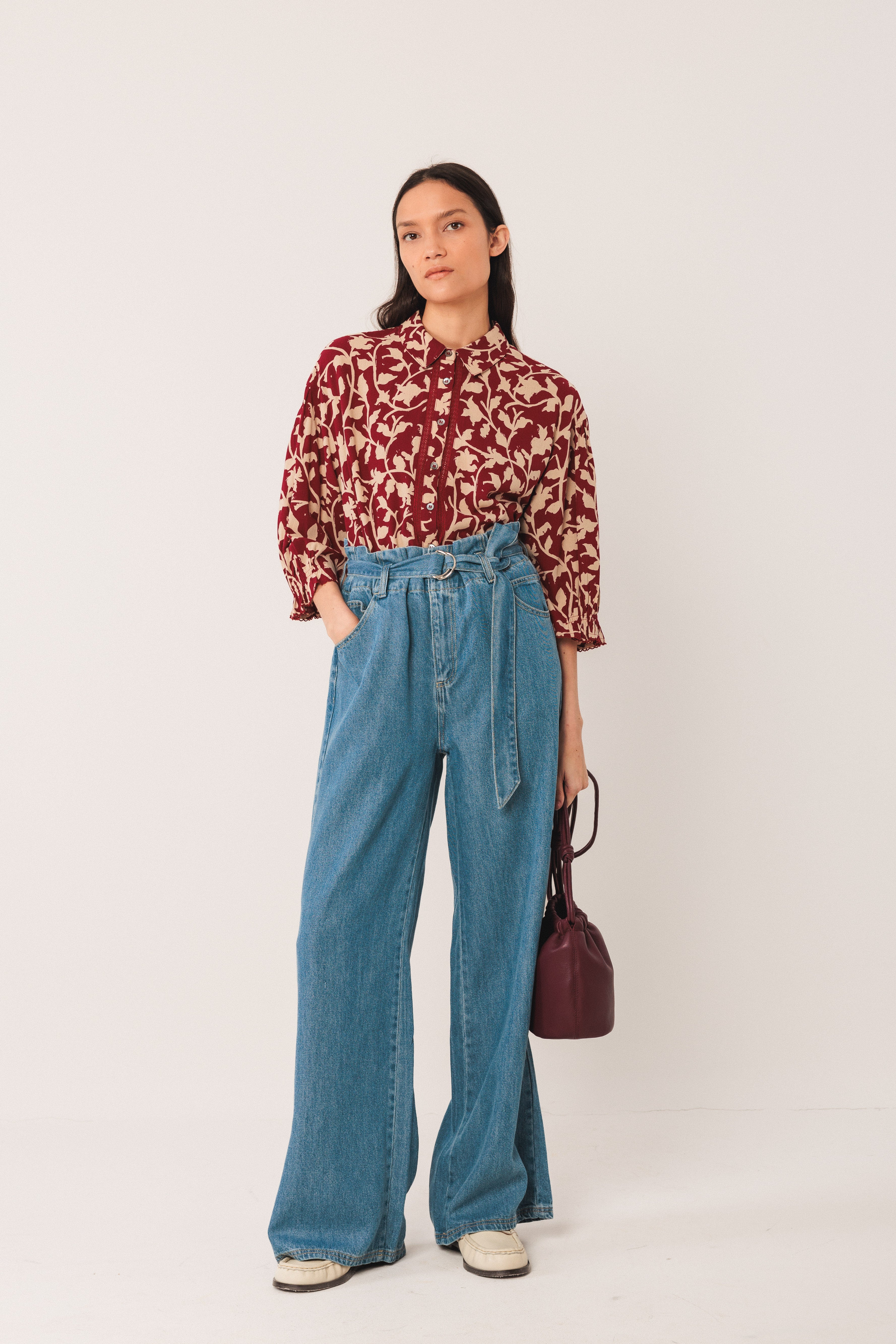 Indi & Cold - 3/4 Sleeve Printed Blouse -