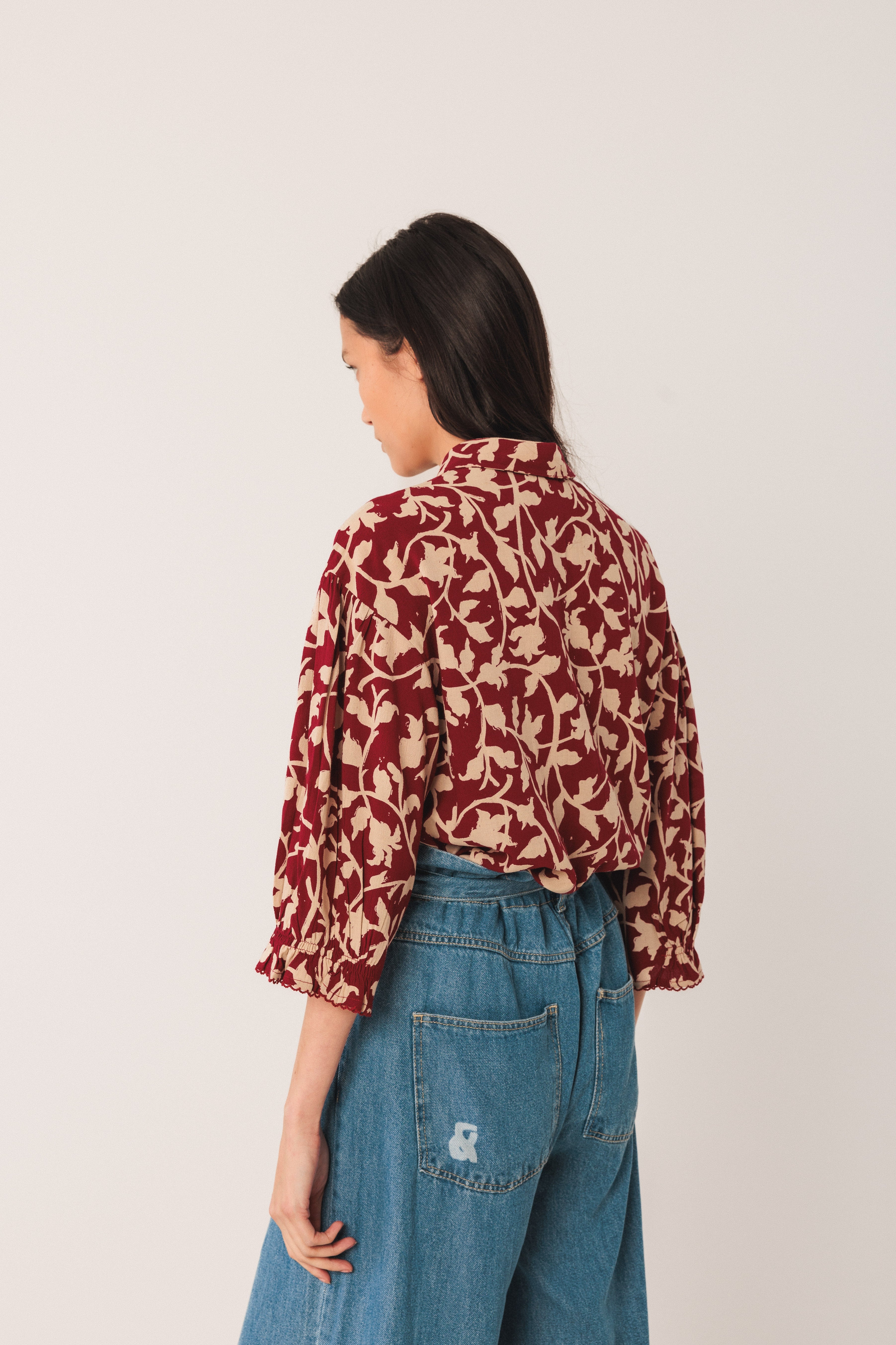 Indi & Cold - 3/4 Sleeve Printed Blouse -