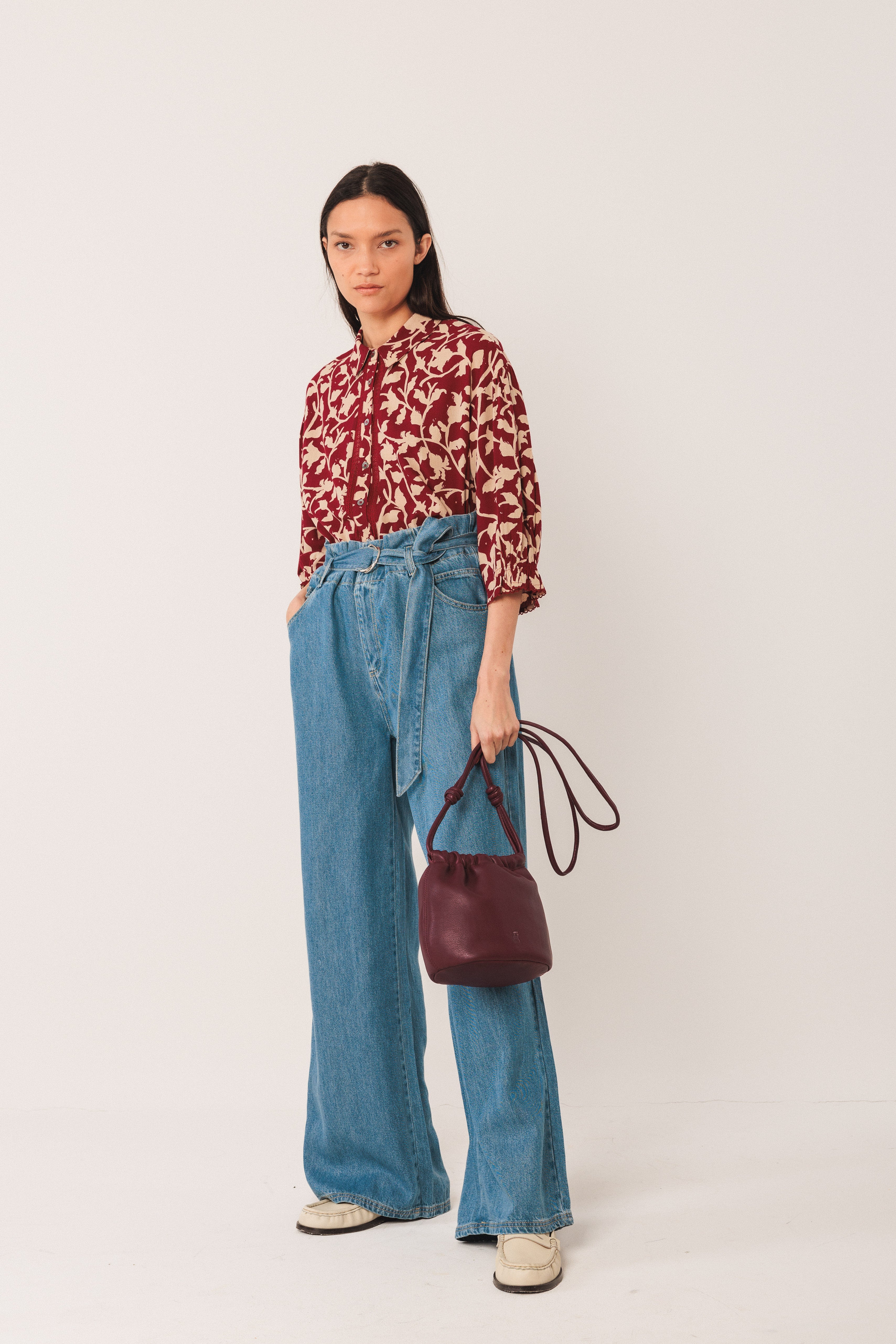 Indi & Cold - 3/4 Sleeve Printed Blouse -