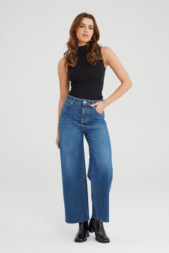 Cup of Joe - Aura Wide Leg Jean - Dark Blue