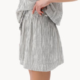 Pokoloko - Striped Crinkle Cotton Shorts -