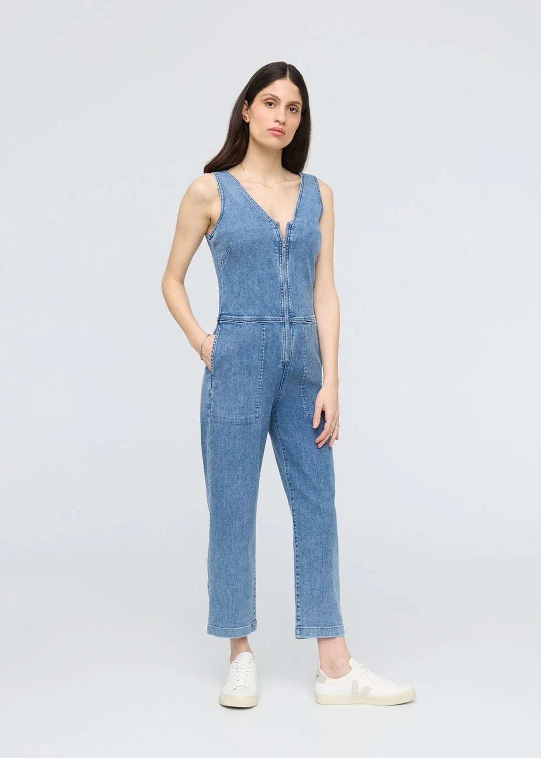 DU/ER - Denim Jumpsuit - Light Stone