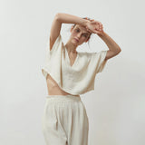 Pokoloko - Crinkle Crop Top -