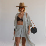 Pokoloko - Striped Crinkle Cotton Shorts -