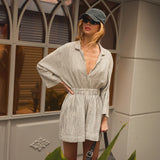 Pokoloko - Striped Crinkle Cotton Blouse -