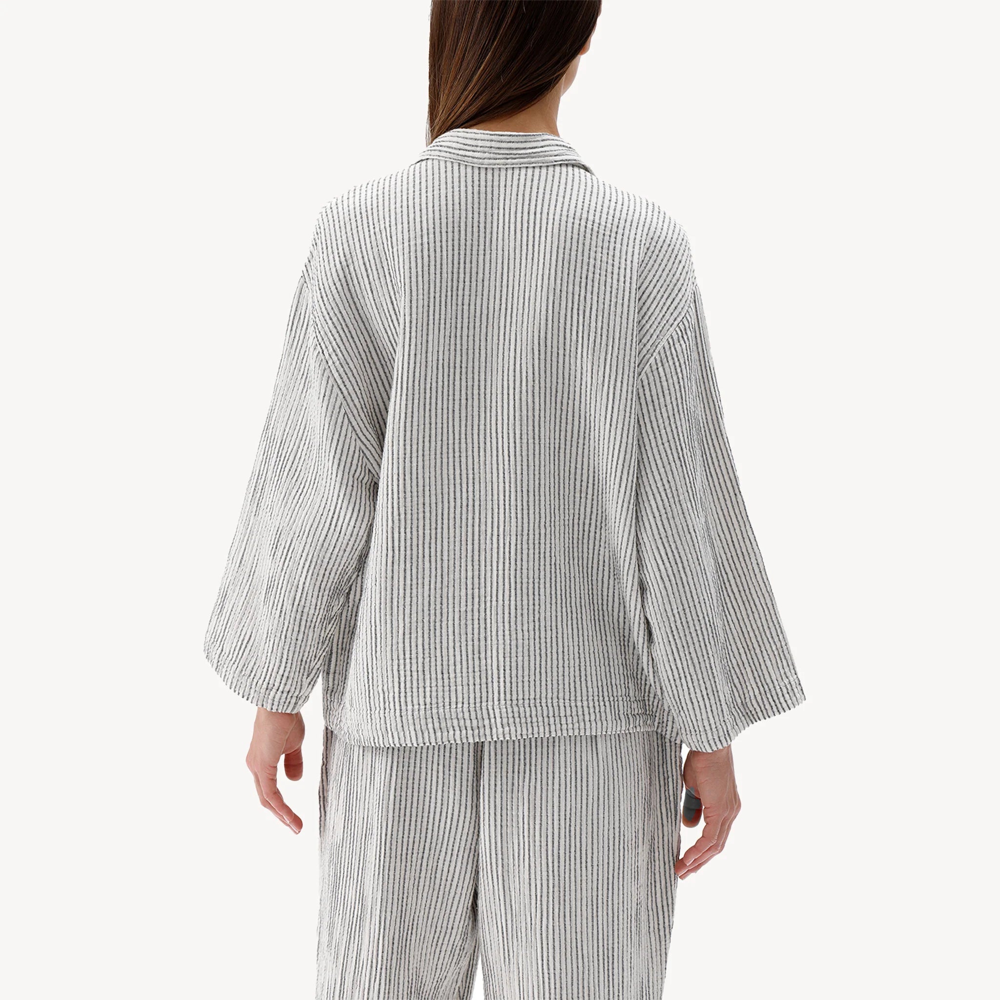 Pokoloko - Striped Crinkle Cotton Blouse -