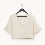 Pokoloko - Crinkle Crop Top - Cream O S