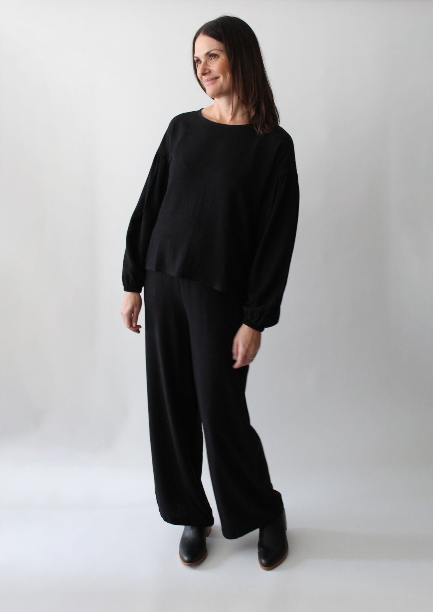 Sattva by Sarah - Balloon Sleeve Blouse - Black