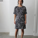 Sattva by Sarah - Printed Everyday T-Shirt Dress - Black Ivory