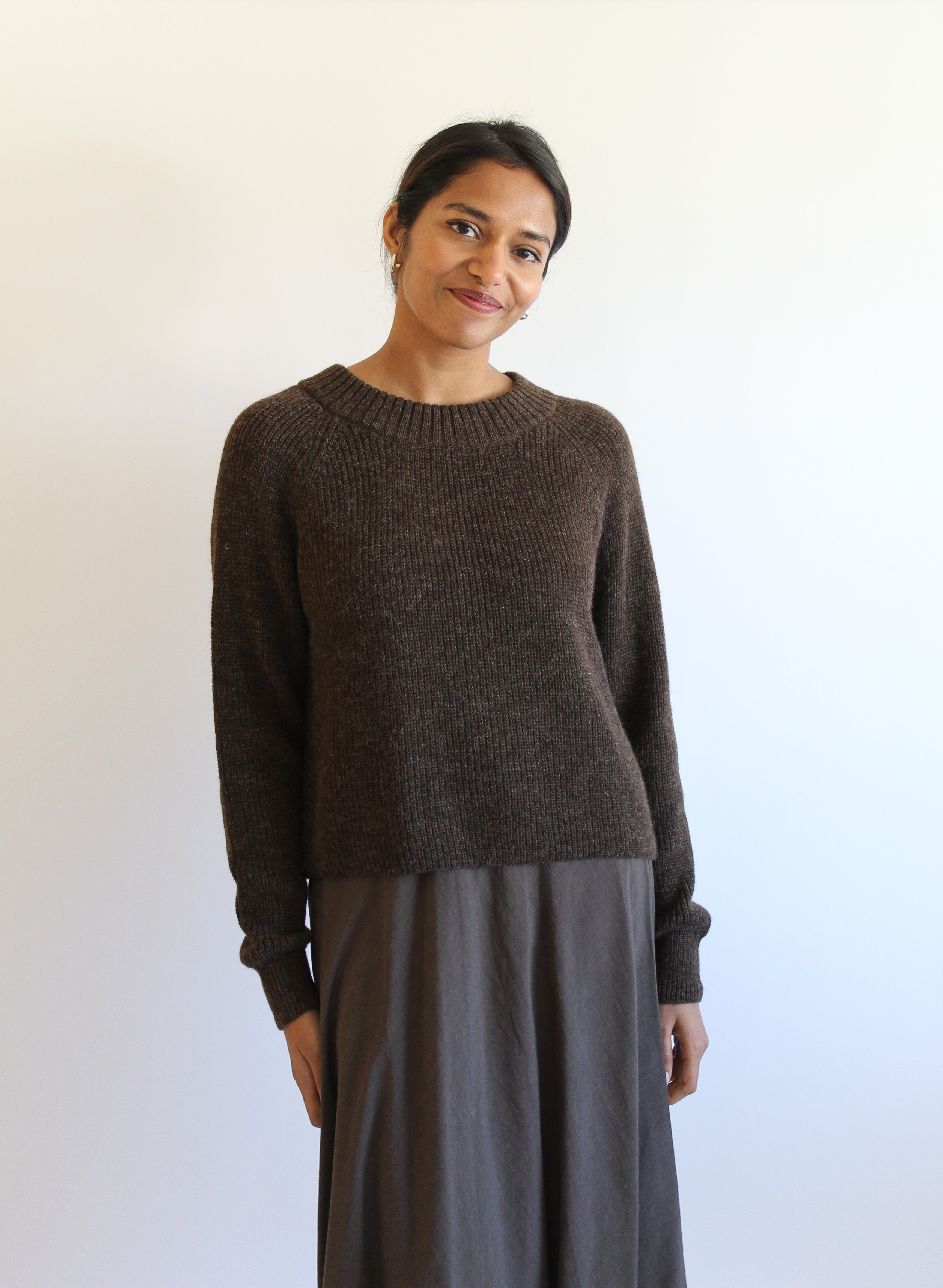 Sattva by Sarah - Cozy Crew Crop Sweater - Brown