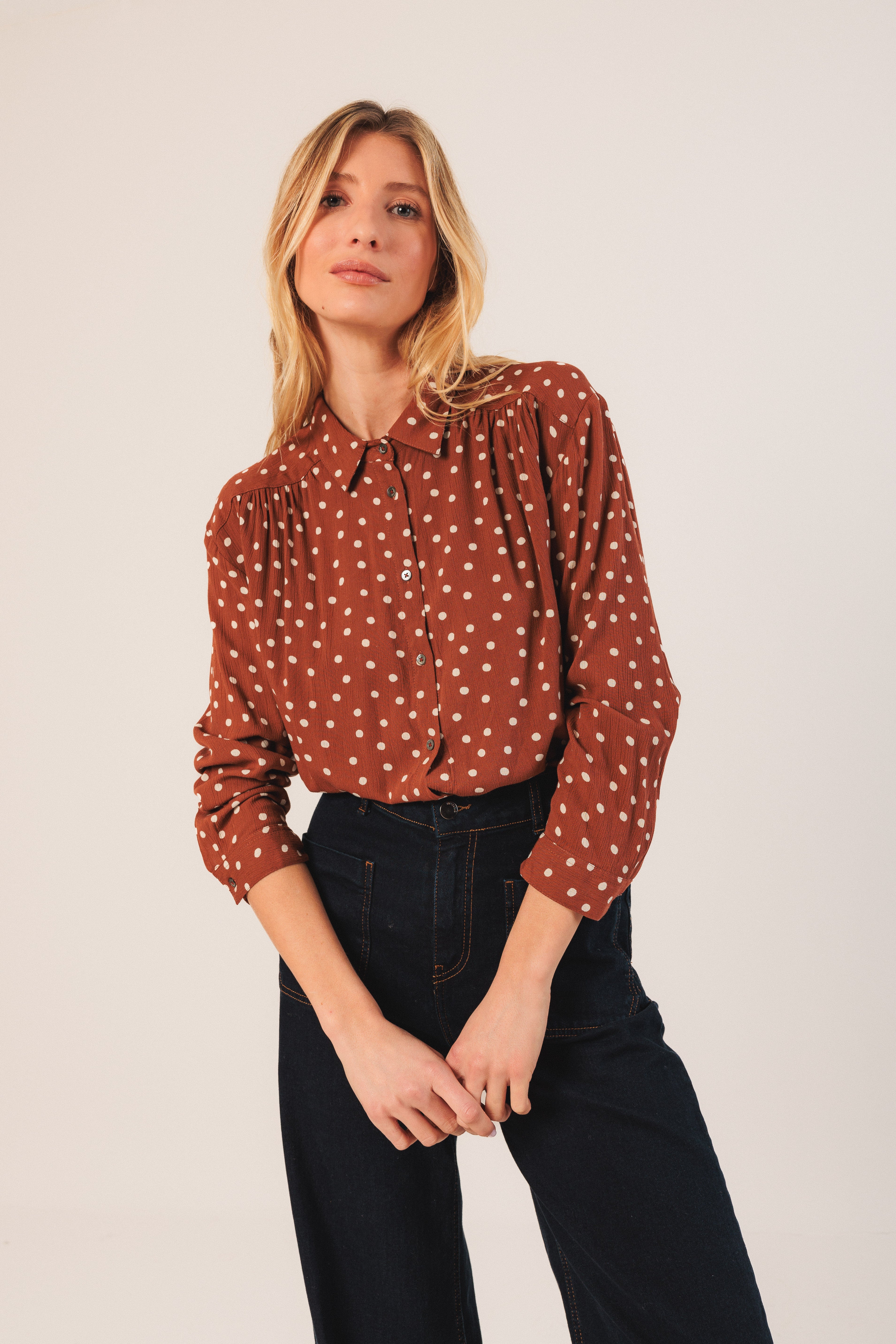 Indi & Cold - Bea Polkadot Blouse - Terracota