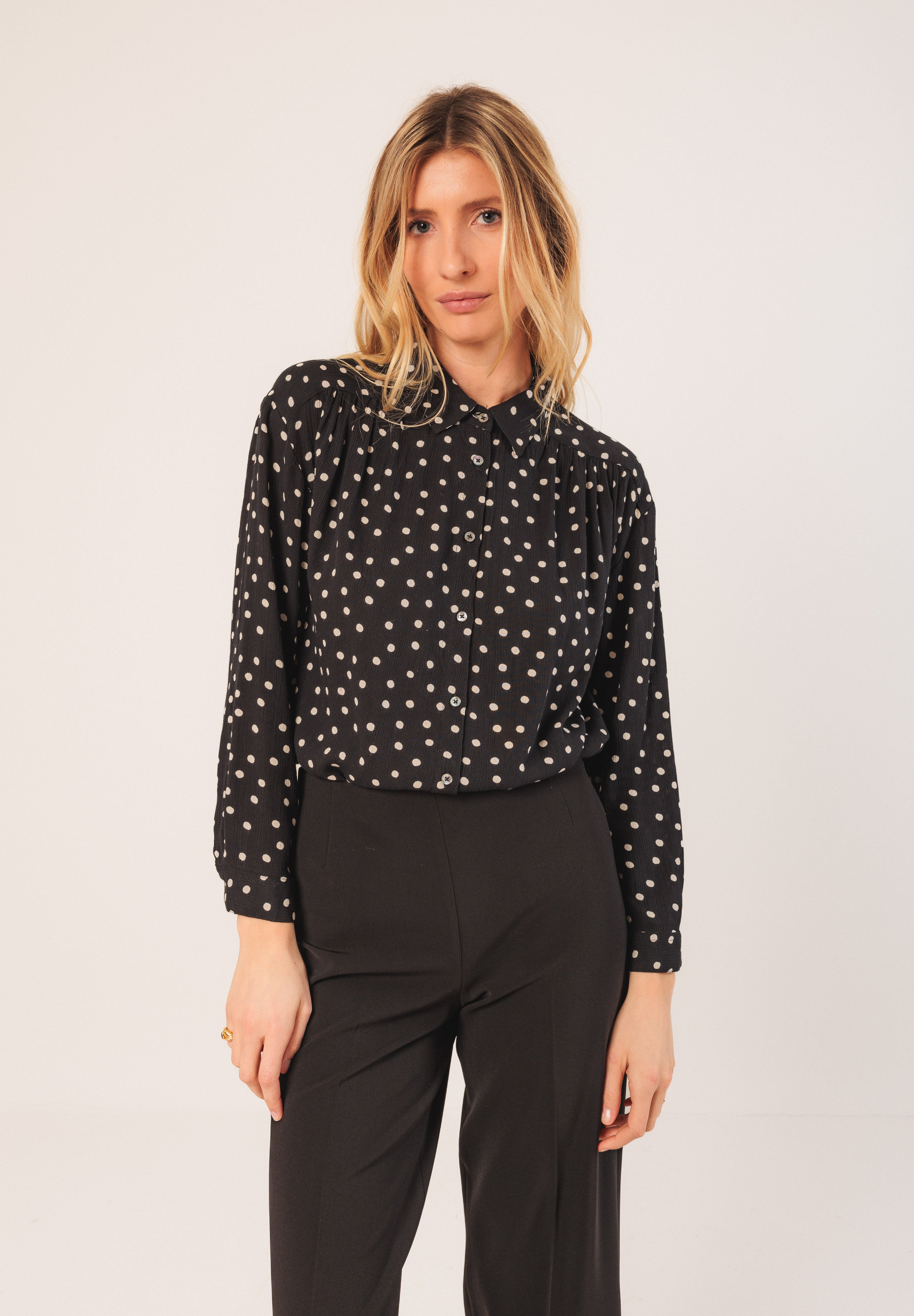 Indi & Cold - Bea Polkadot Blouse - Black