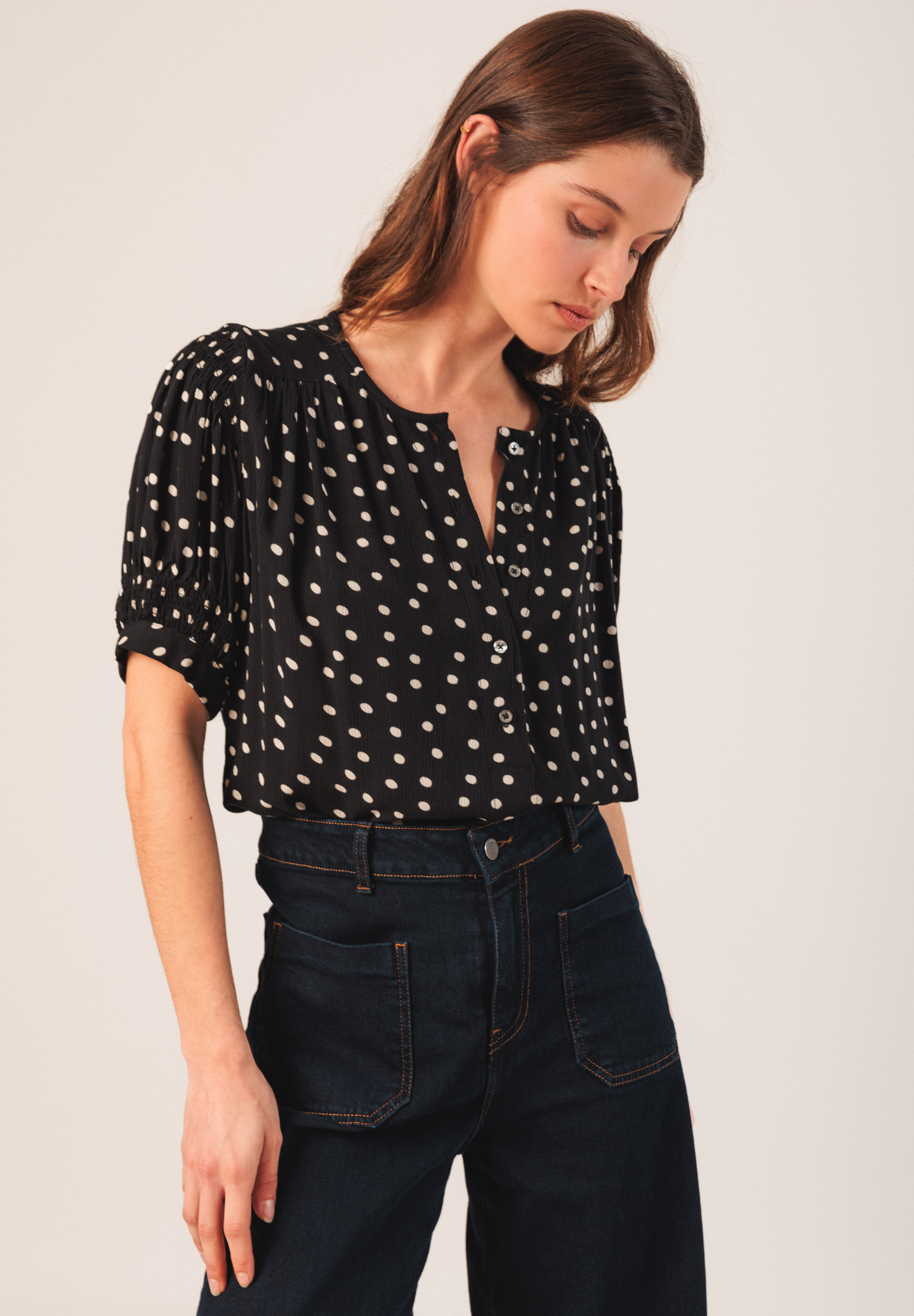 Indi & Cold - Lantern Sleeve Blouse -
