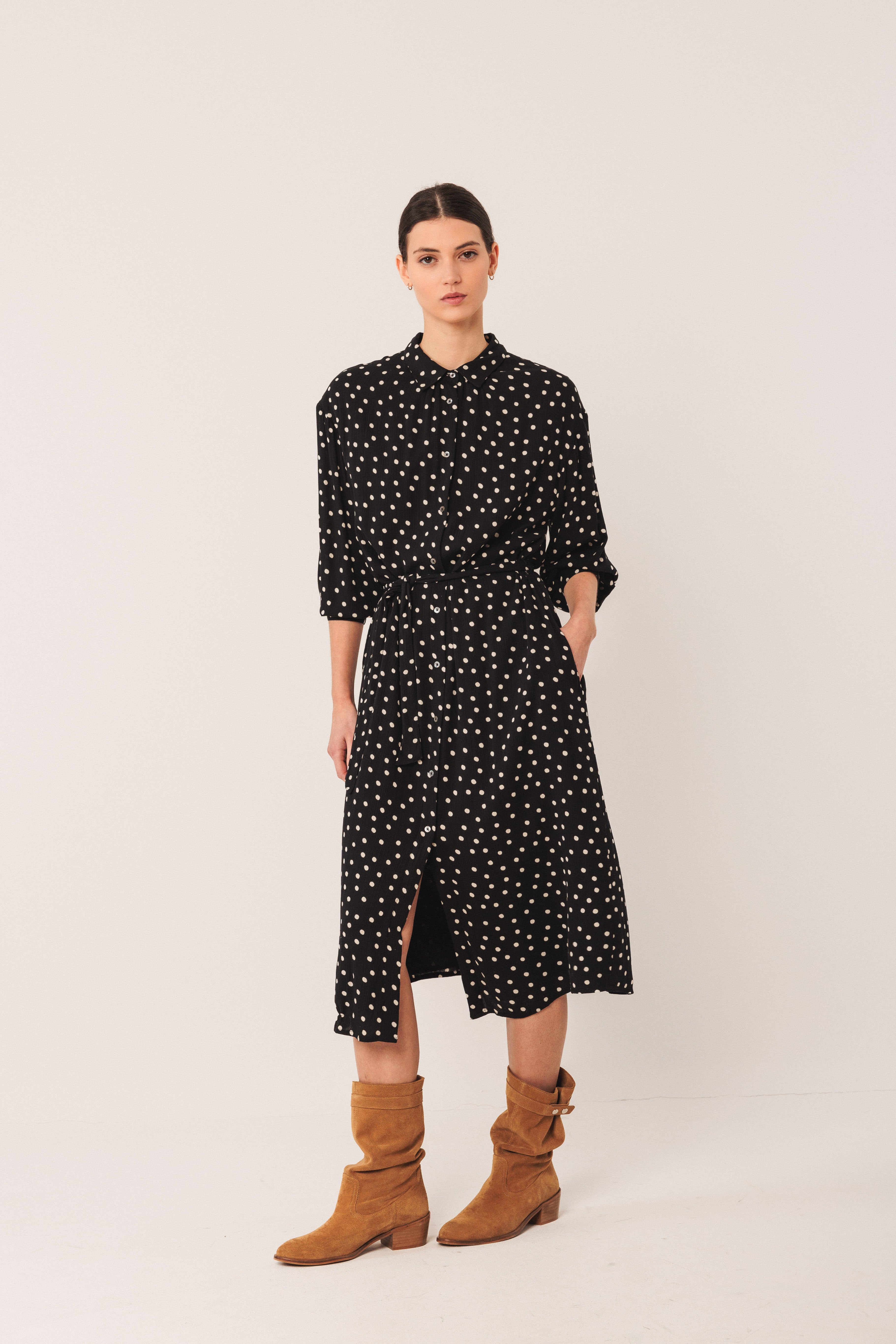 Indi & Cold - Oversized Shirt Dress - Black