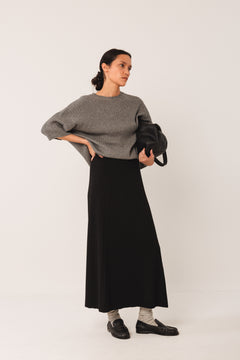 Indi & Cold - Ribbed Knit Skirt - Black