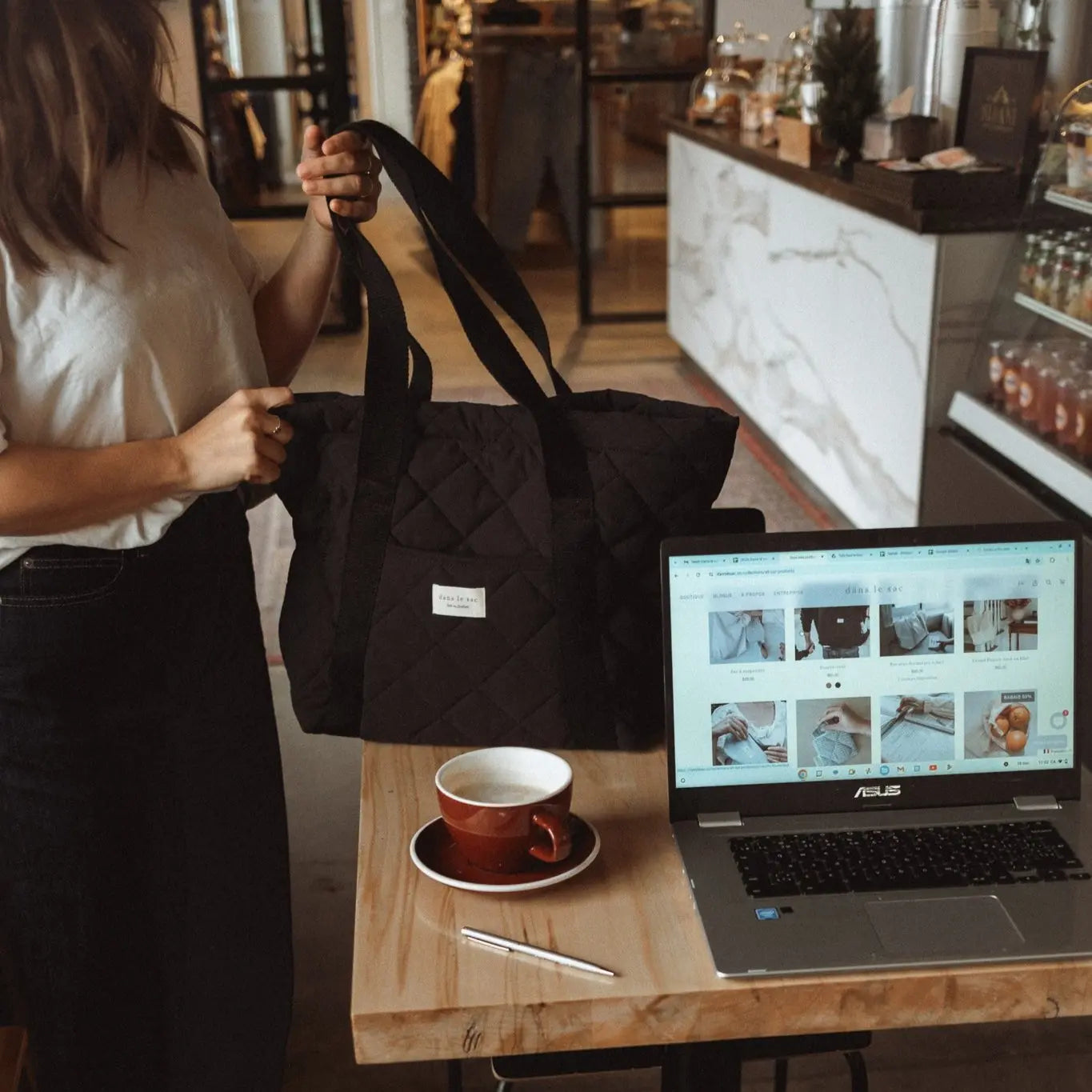 dans le sac - Quilted Everyday Tote Bag – Black -