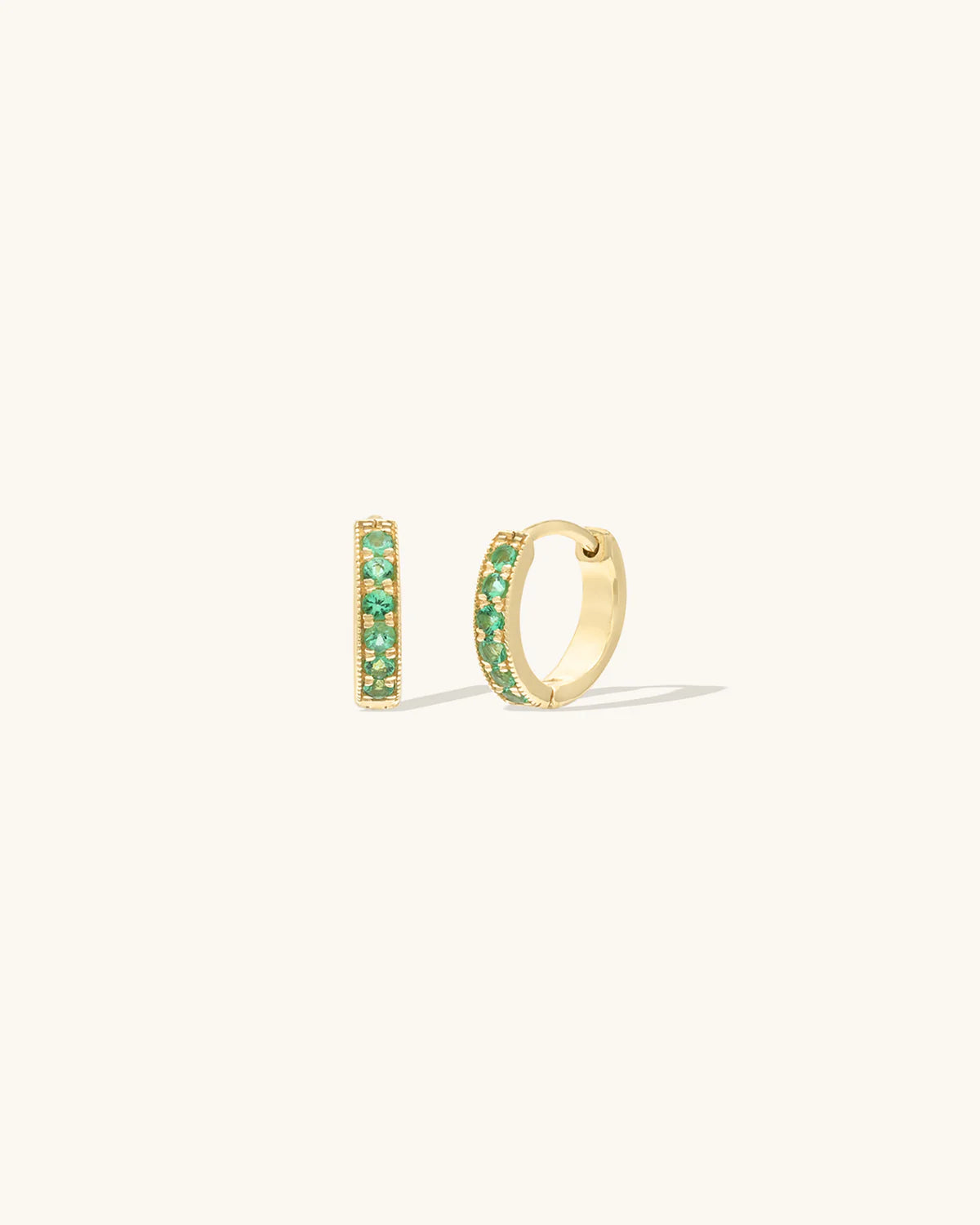 Leah Alexandra - Pave Huggies (10mm) – Emerald -