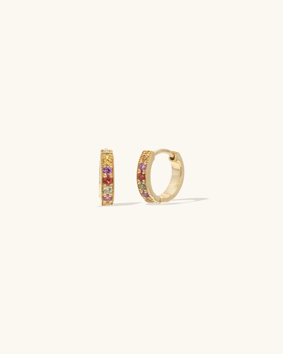 Leah Alexandra - Pave Huggies (10mm) – Multi Sapphire -