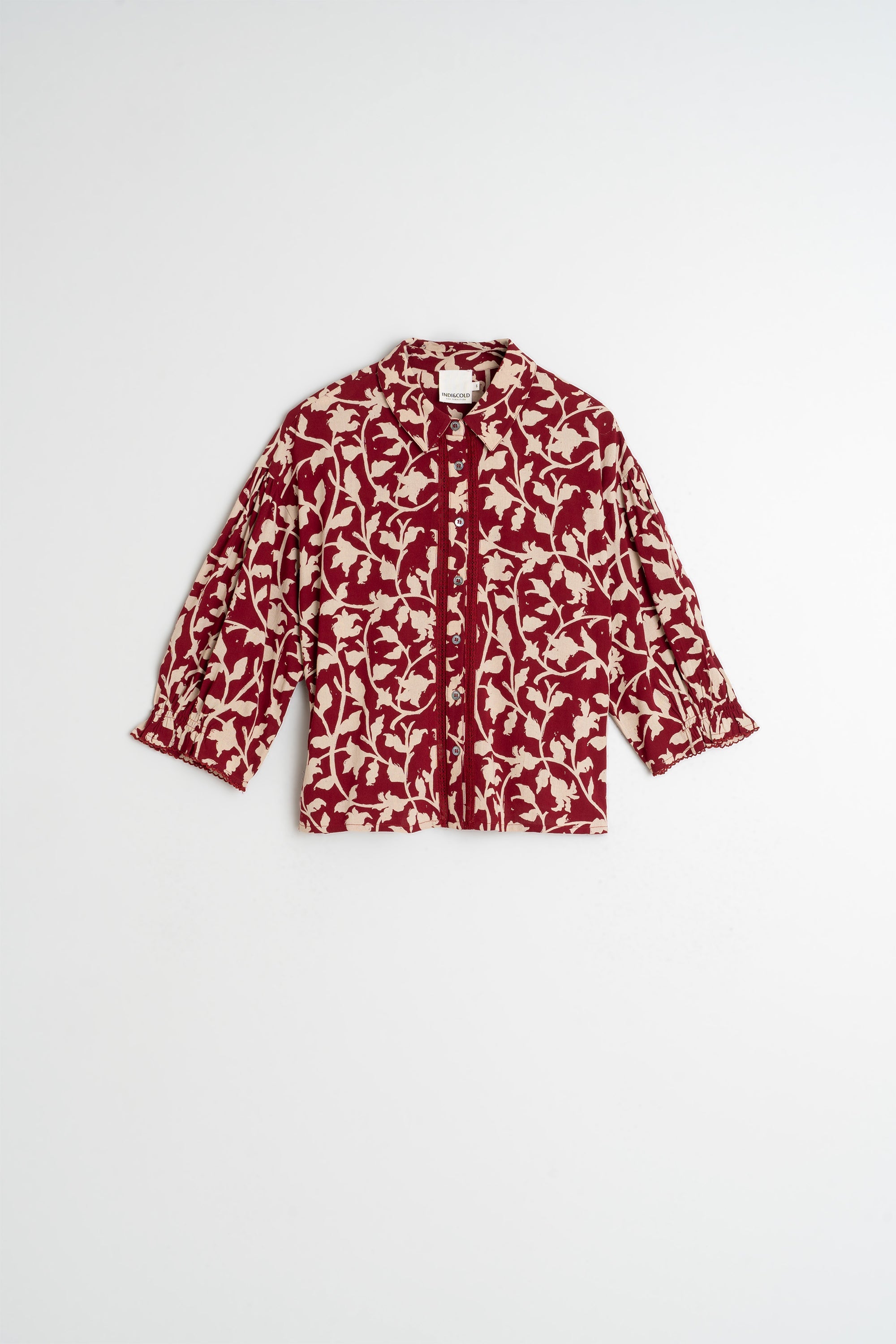 Indi & Cold - 3/4 Sleeve Printed Blouse -