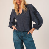 Indi & Cold - Embroidered Blouse - Indigo