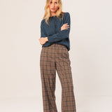 Indi & Cold - Paty Straight Plaid Pant - Mink