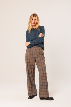 Indi & Cold - Paty Straight Plaid Pant - Mink