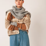 Indi & Cold - Colourful Knitted Scarf – Mottled Grey -
