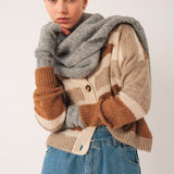 Indi & Cold - Colourful Knitted Scarf – Mottled Grey -