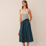 Indi & Cold - Poplin Midi Skirt - Navy