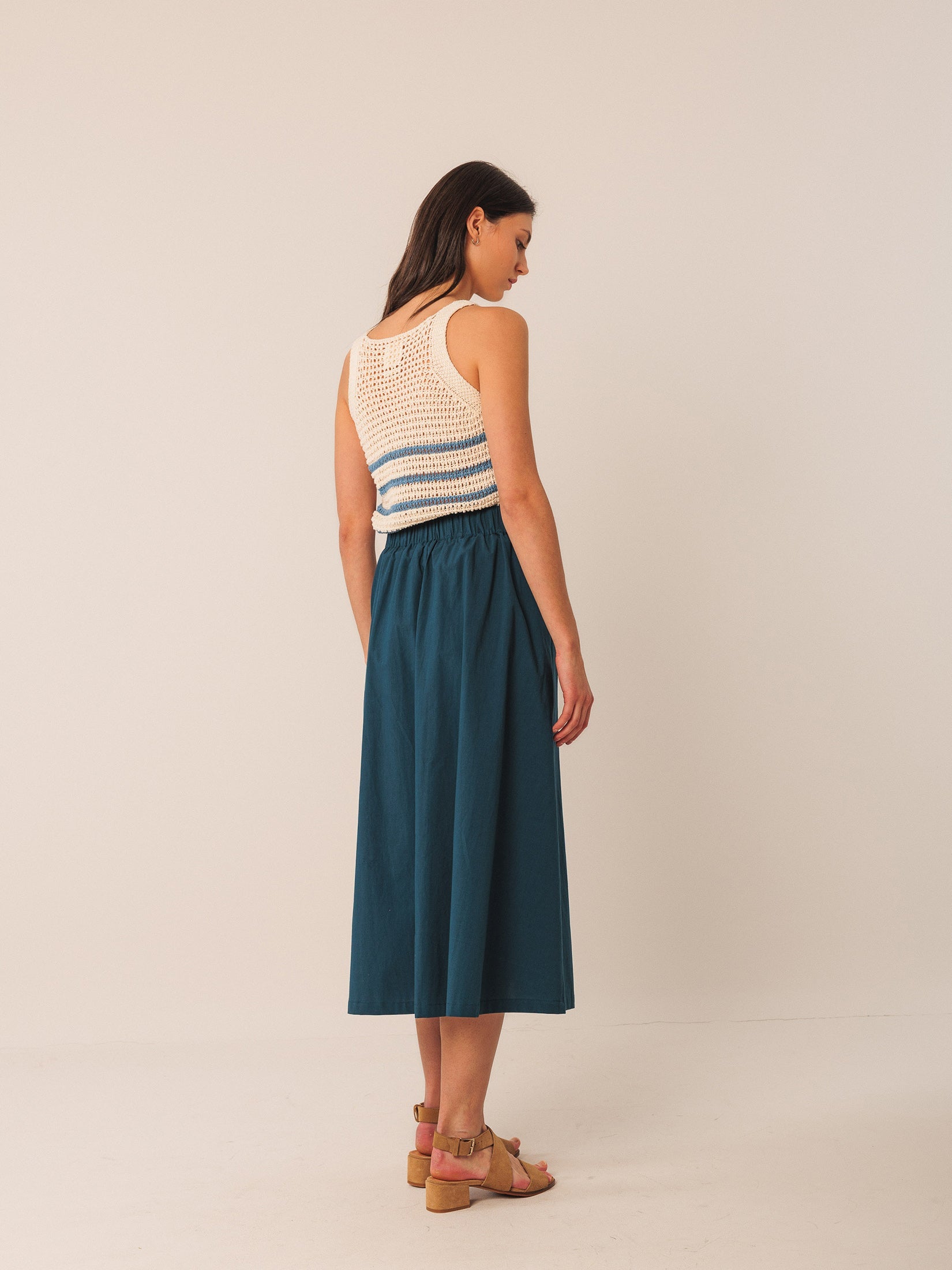 Indi & Cold - Poplin Midi Skirt -