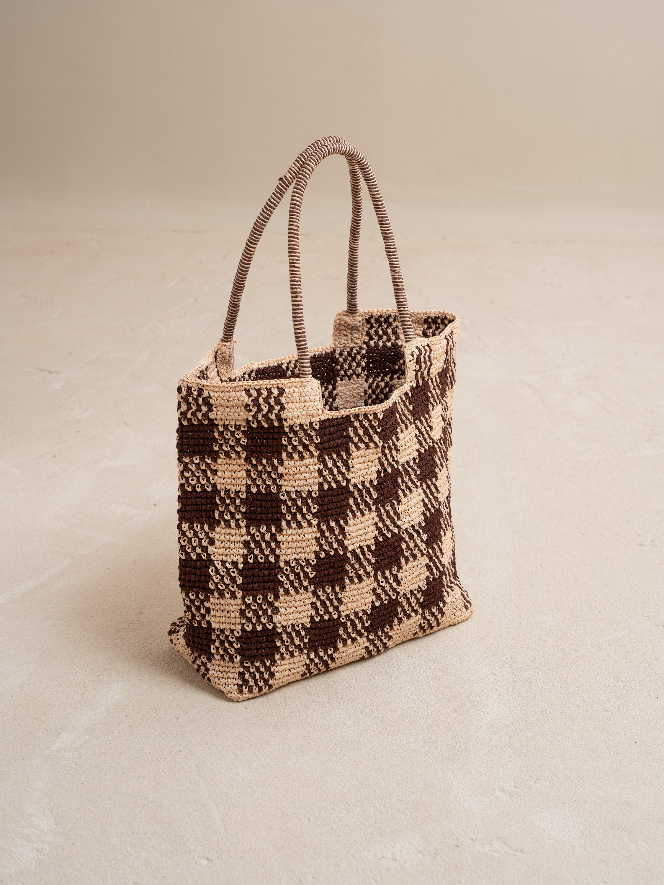 Indi & Cold - Rafia Shopper Bag – Chocolate -