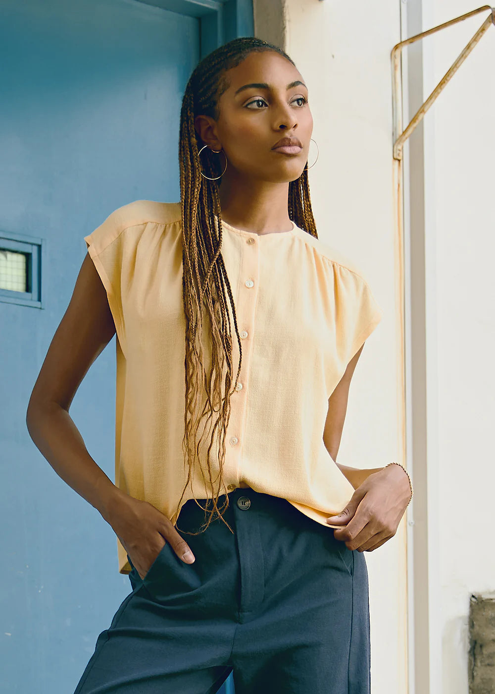 Dagg and Stacey - Campbell Button Up Blouse - Butter Yellow