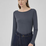My Essential Wardrobe - Vista Boat Neck Top - Dark Slate