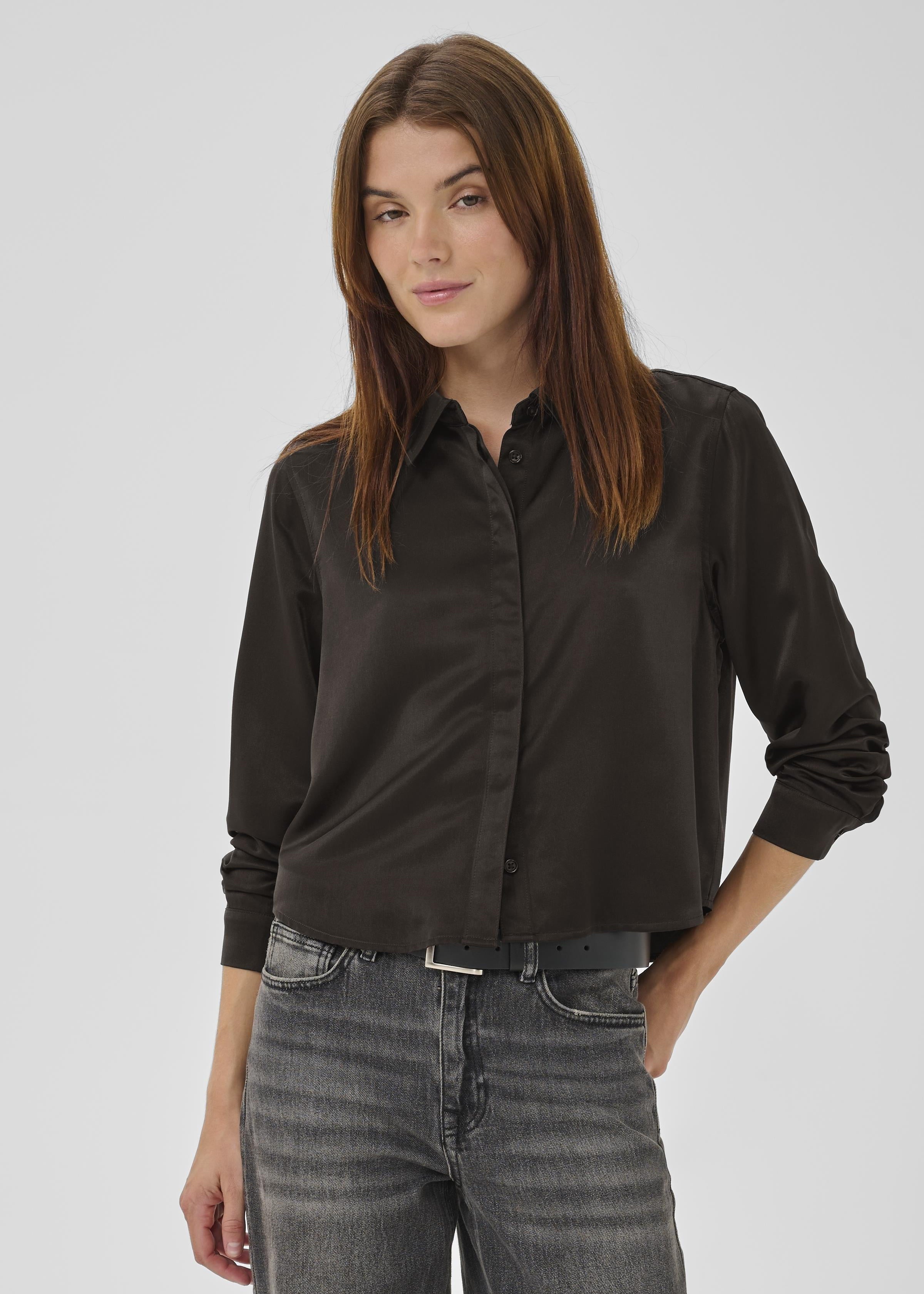 My Essential Wardrobe - Estelle Short Shirt - Espresso