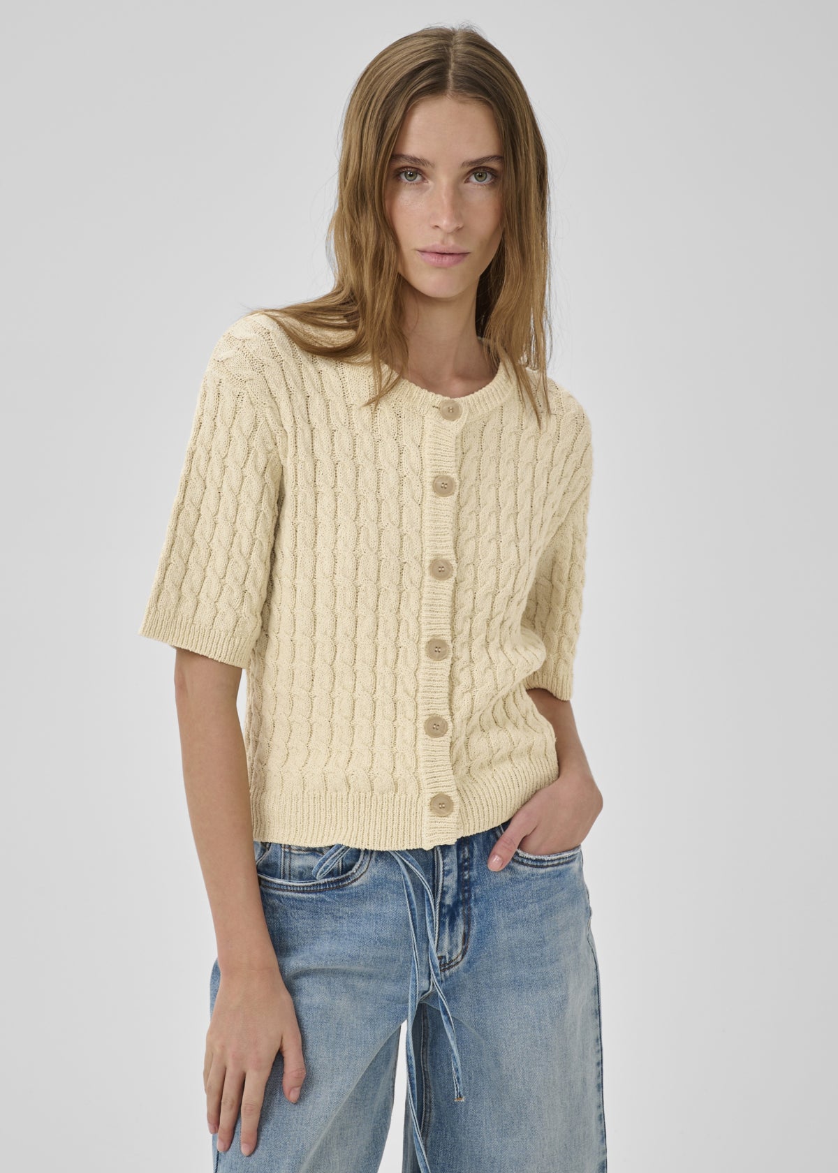 My Essential Wardrobe - Diva Knit Cardigan - Brown Rice