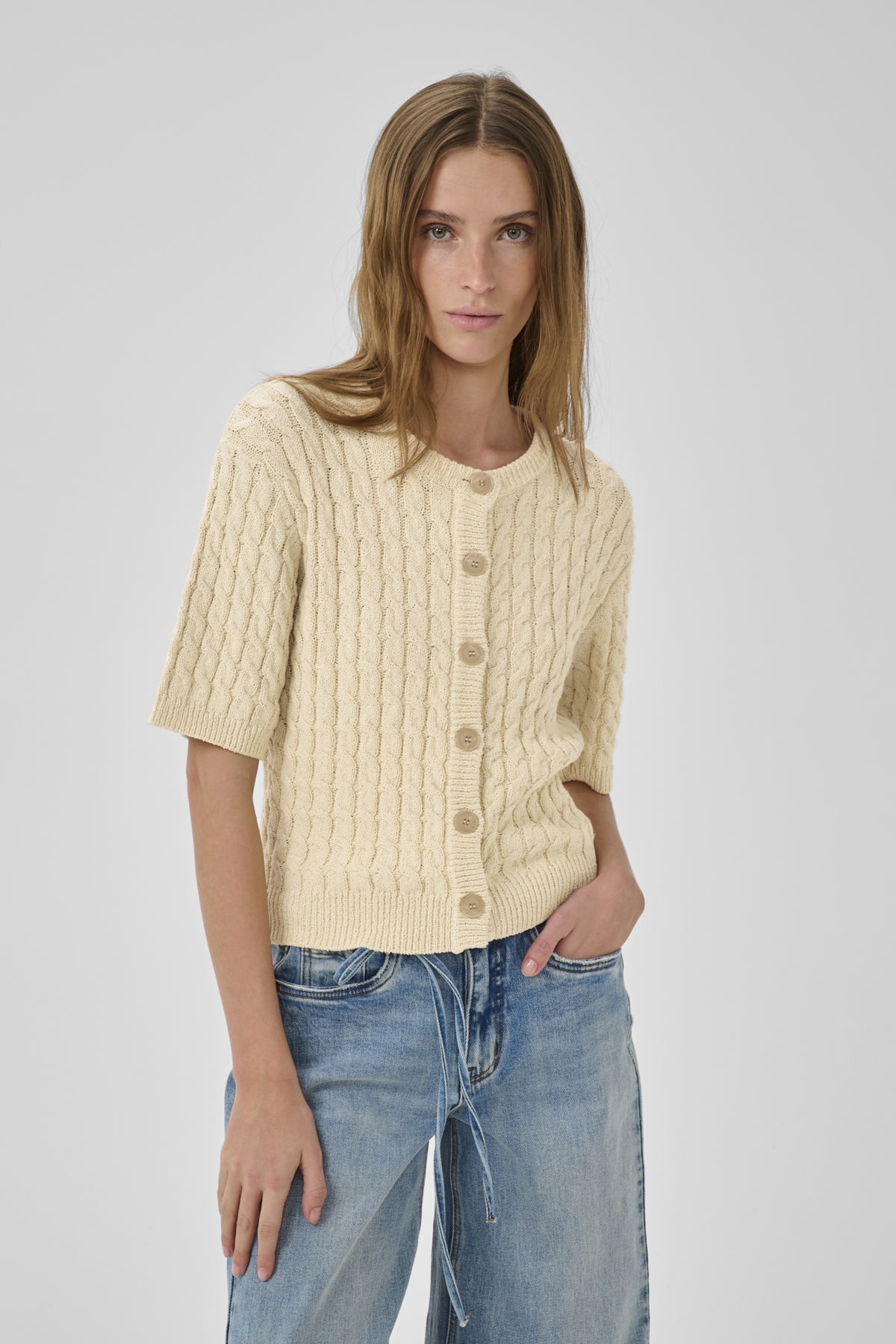 My Essential Wardrobe - Diva Knit Cardigan - Brown Rice