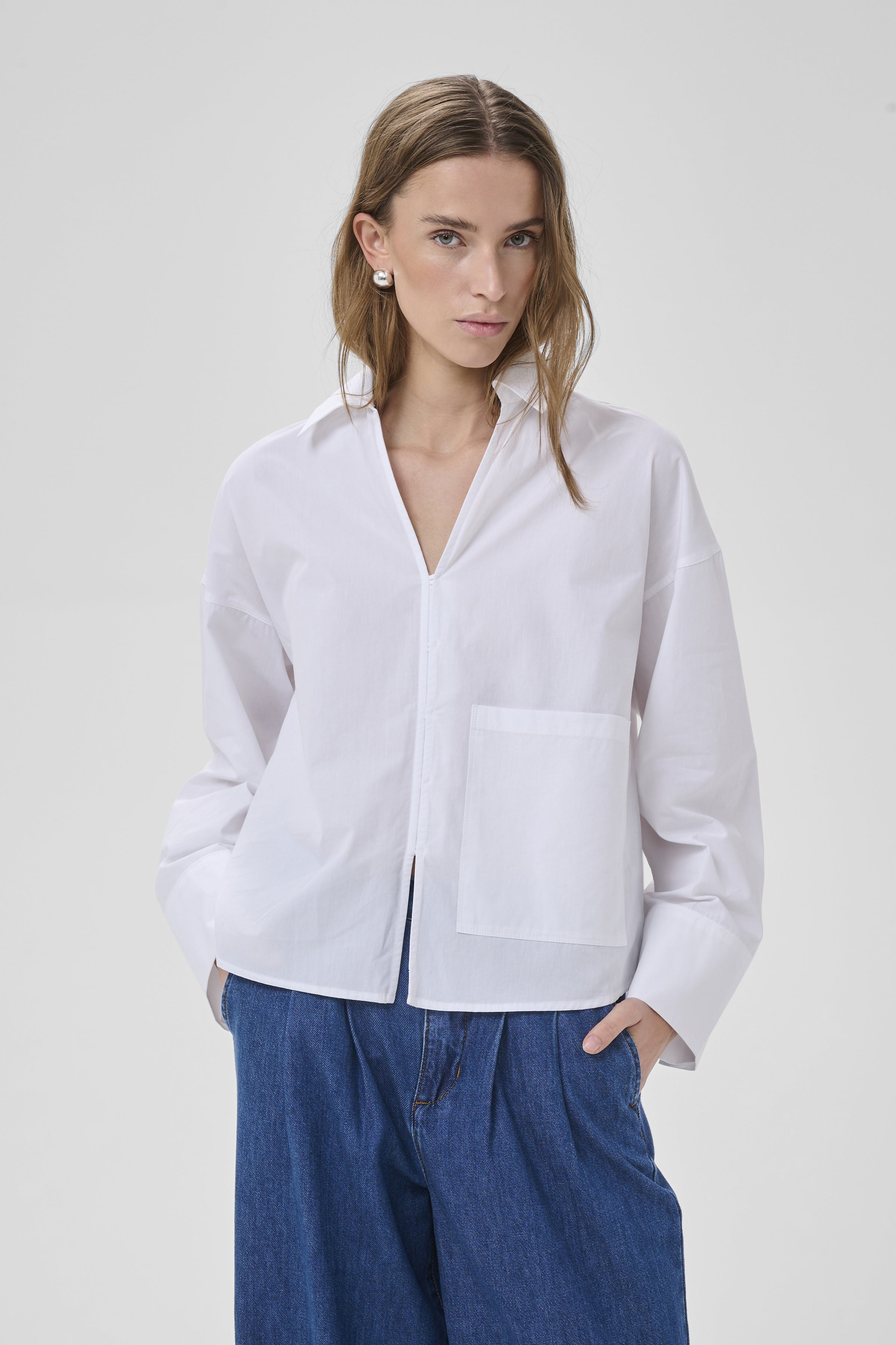 My Essential Wardrobe - Sunna Boxy Short Shirt - Bright White