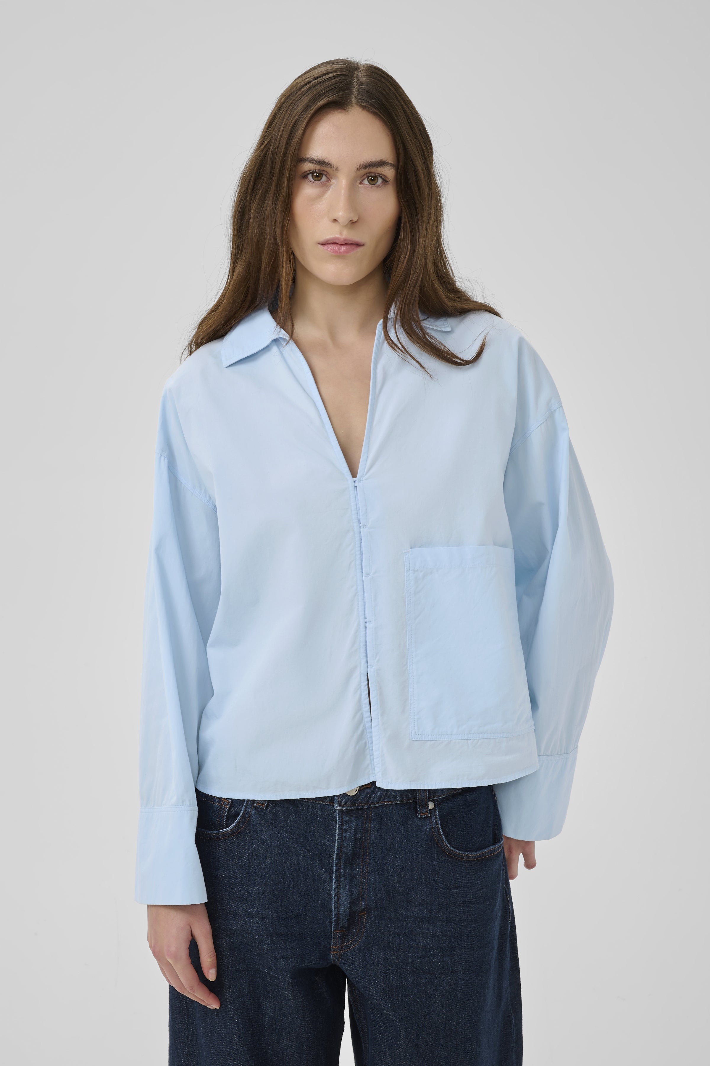 My Essential Wardrobe - Sunna Boxy Short Shirt - Cashmere Blue