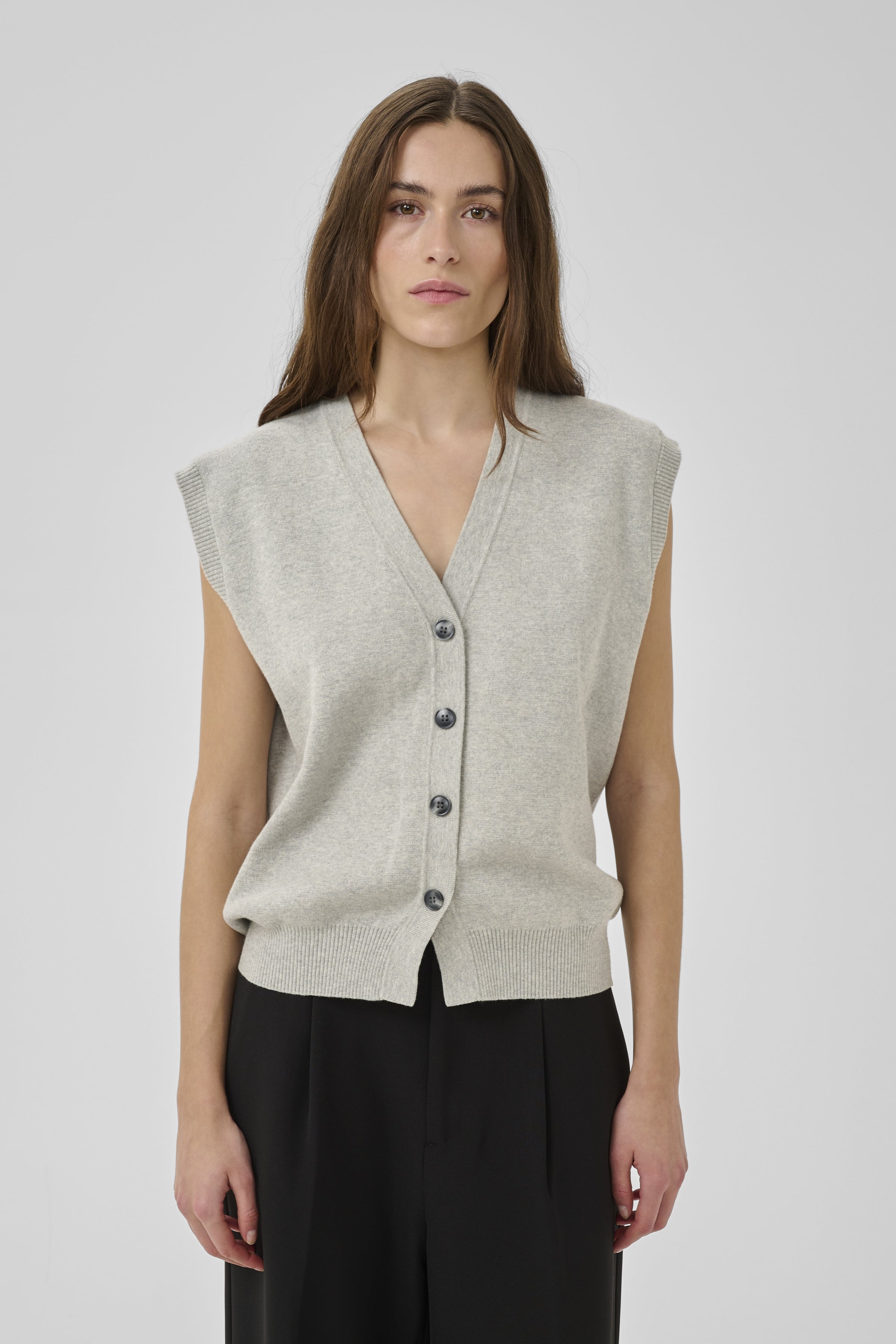 My Essential Wardrobe - Stino Knit Vest - Medium Grey Melange