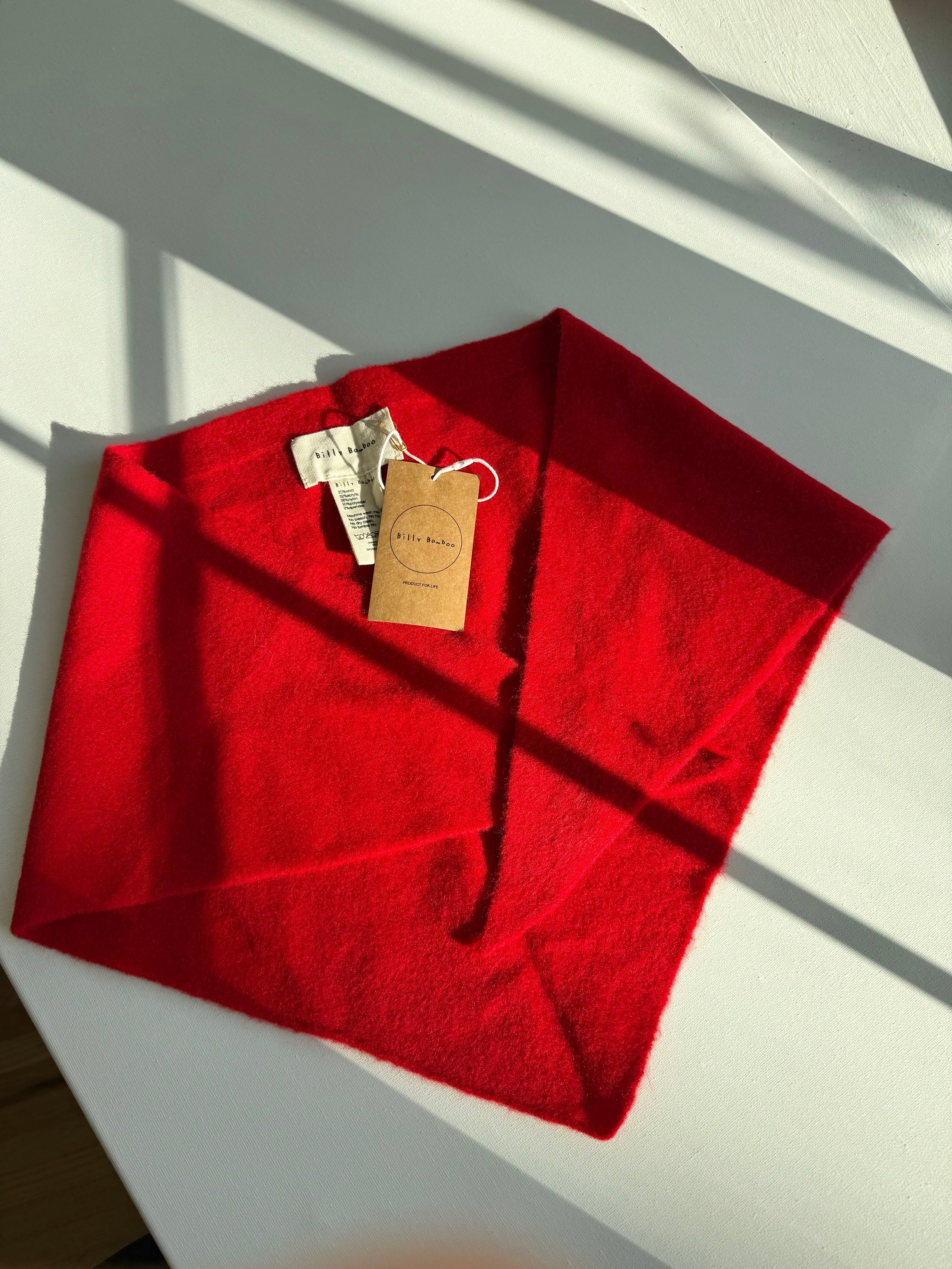 Billy Bamboo - Fuzzy Wool Cravat Scarf – Red -