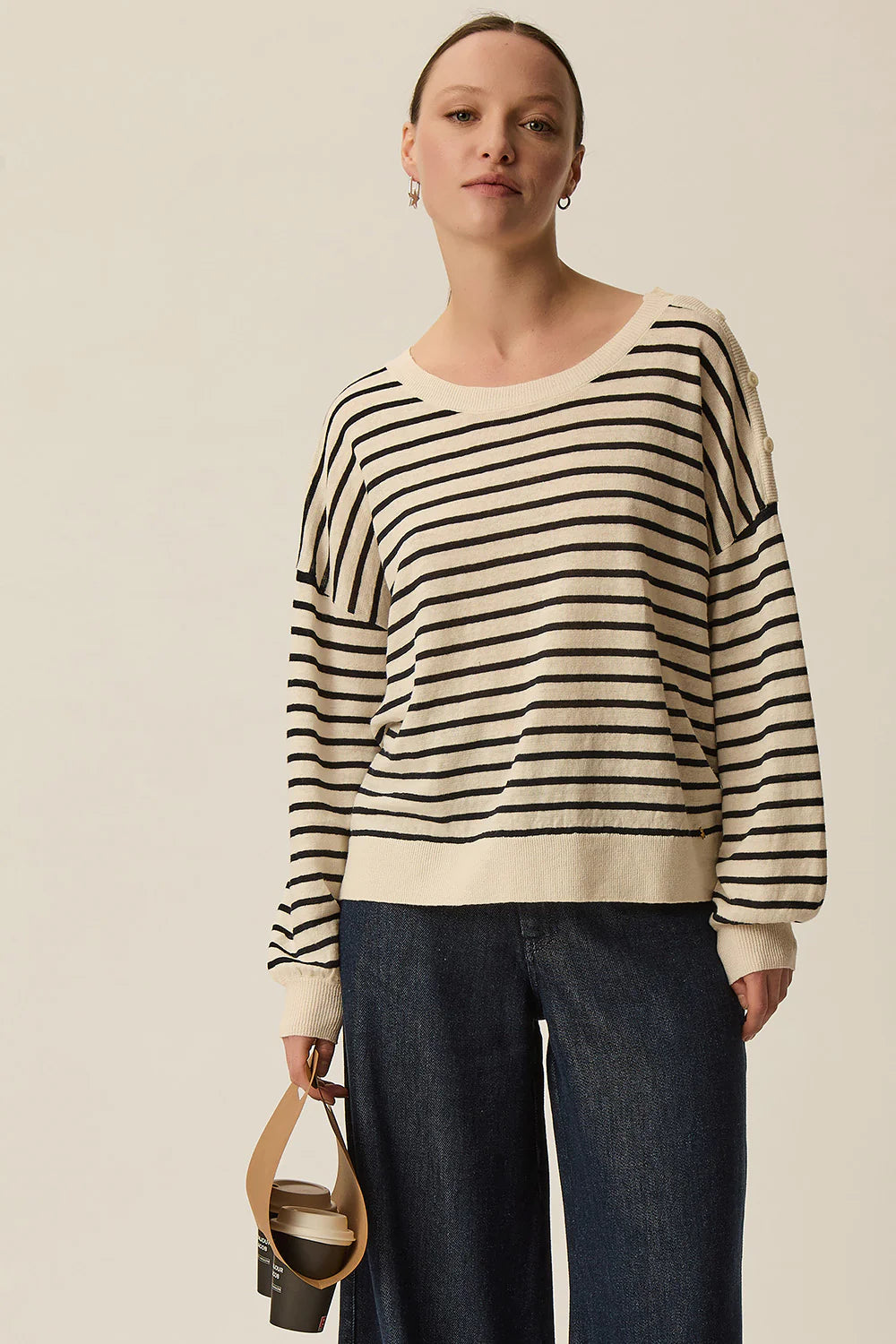 Des Petits Hauts - Brady Linen Knit - Cream Marine
