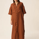 Des Petits Hauts - Estampe Linen Maxi Dress - Chocolate