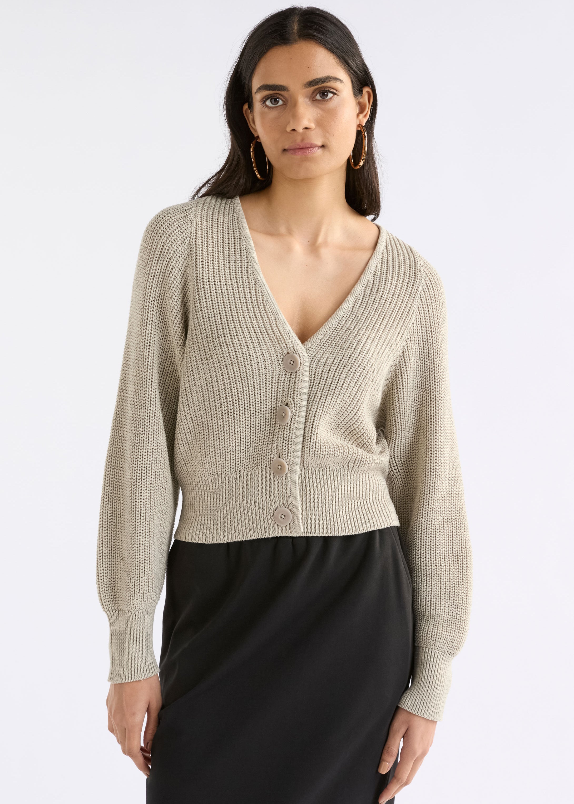 ELK - Saari Organic Cotton Cardigan - Ecru