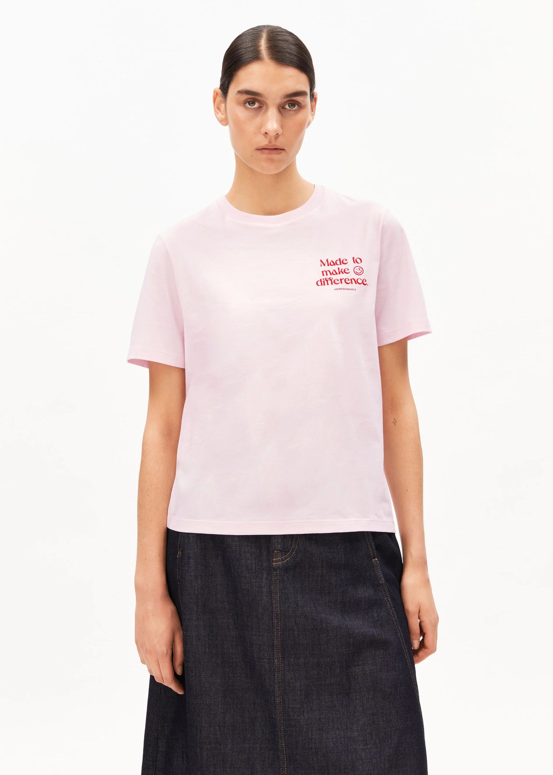 Armedangels - Lualaa Embro T-Shirt - Pink Mist
