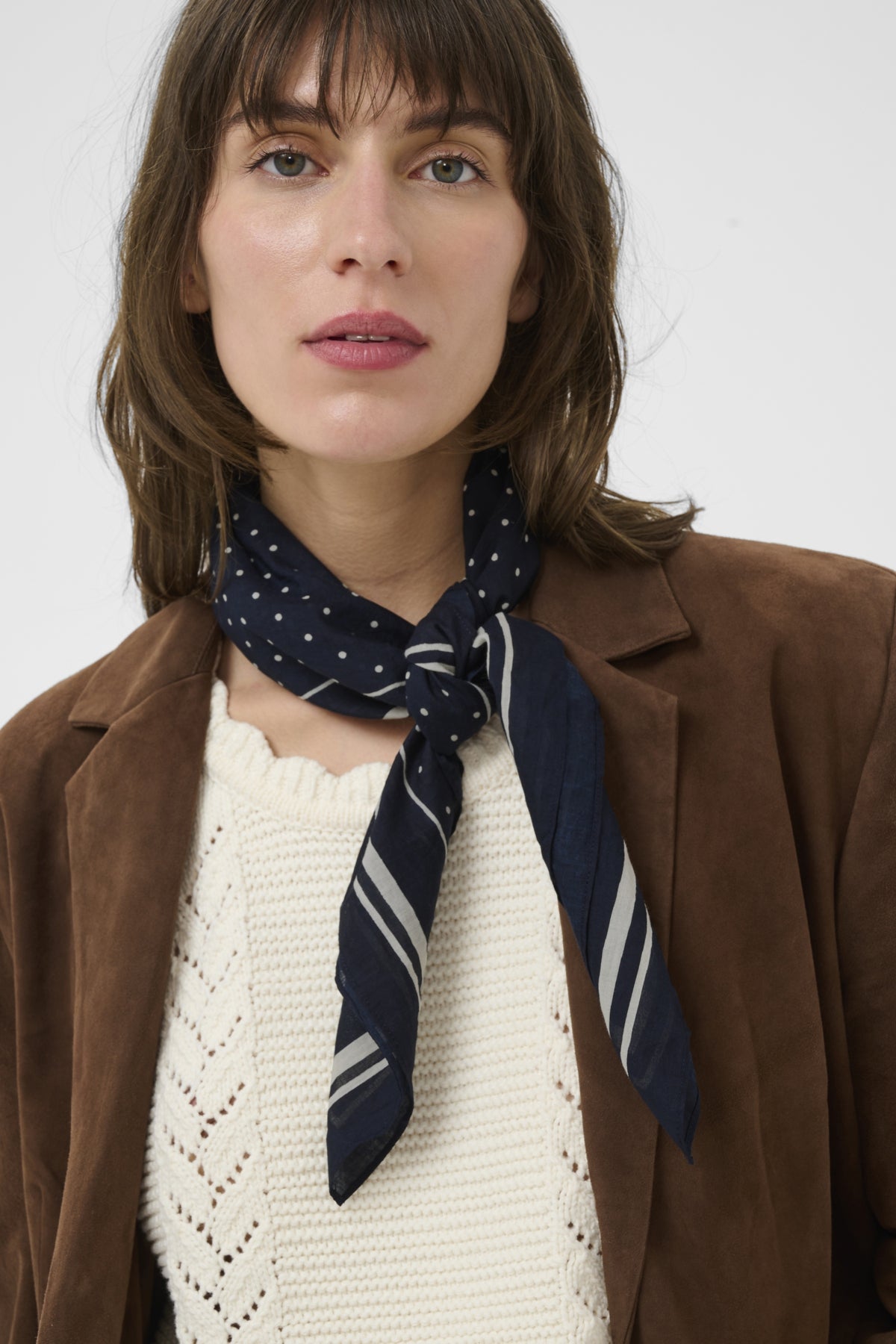 Part Two - Phi Scarf – Dark Navy Dot Print -