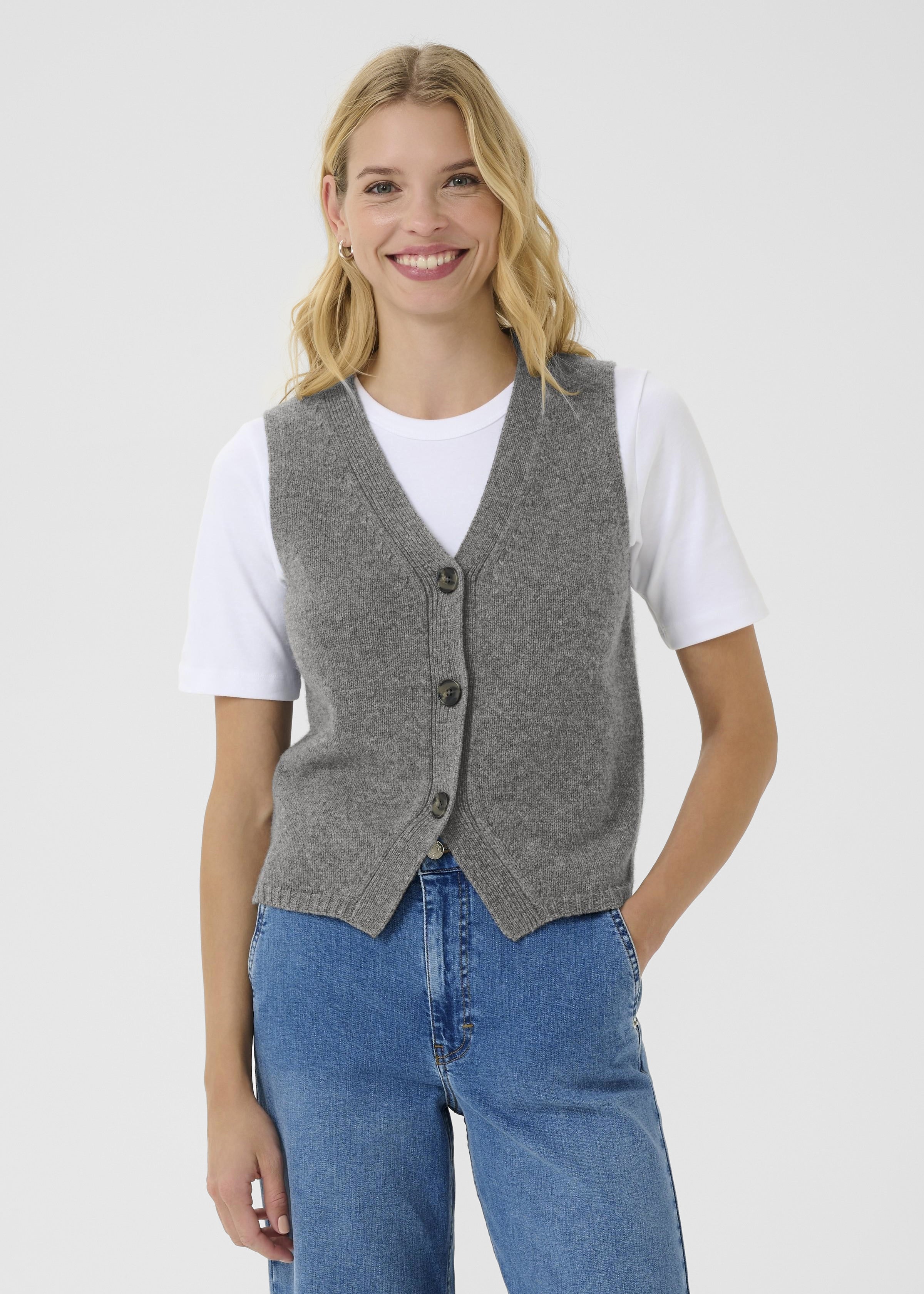 Part Two - Sylva Wool Vest - Med Grey Mel