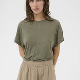 Part Two - Anemona Linen T-Shirt - Smokey Olive