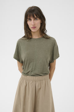 Part Two - Anemona Linen T-Shirt - Smokey Olive